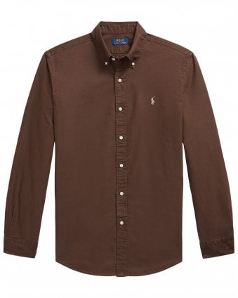 Mens Custom Fit Garment-Dyed Oxford Shirt - Nutmeg Brown