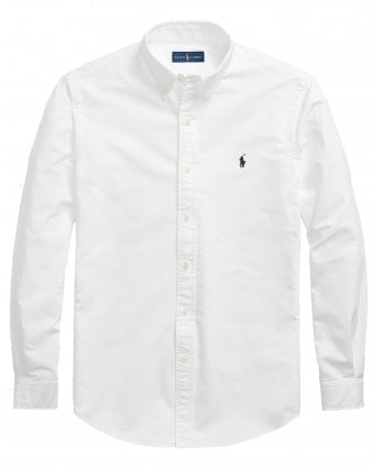 Mens Custom Fit Garment-Dyed Oxford Shirt - White
