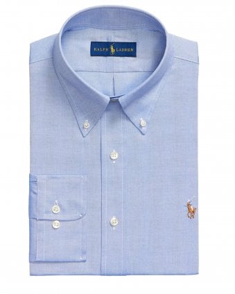Mens Custom Fit Oxford Dress Shirt - True Blue/White