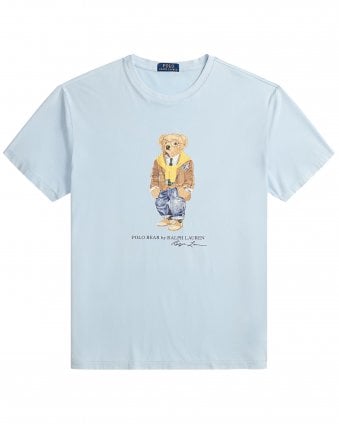 Mens Custom Slim Fit Polo Bear T-Shirt - Blue Heritage Bear 
