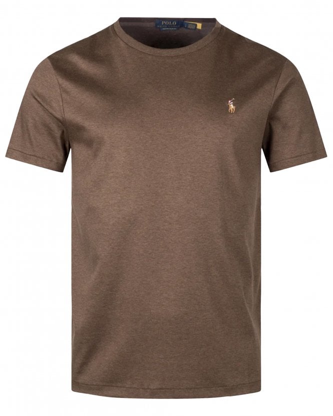 Polo Ralph Lauren Mens Custom Slim Fit Soft Cotton T-Shirt - Nutmeg Brown Heather