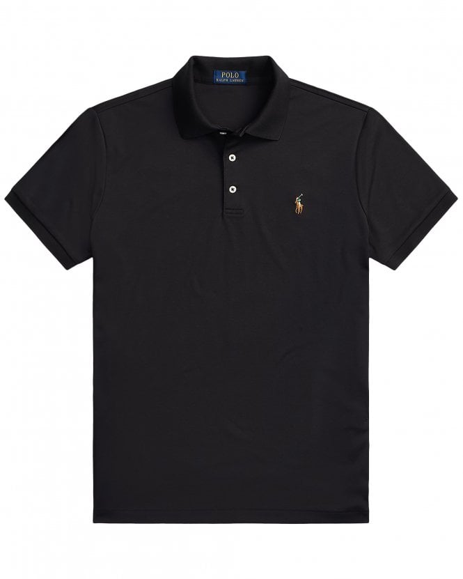 Polo Ralph Lauren Mens Custom Slim Fit Soft Pima Polo Shirt - Black 