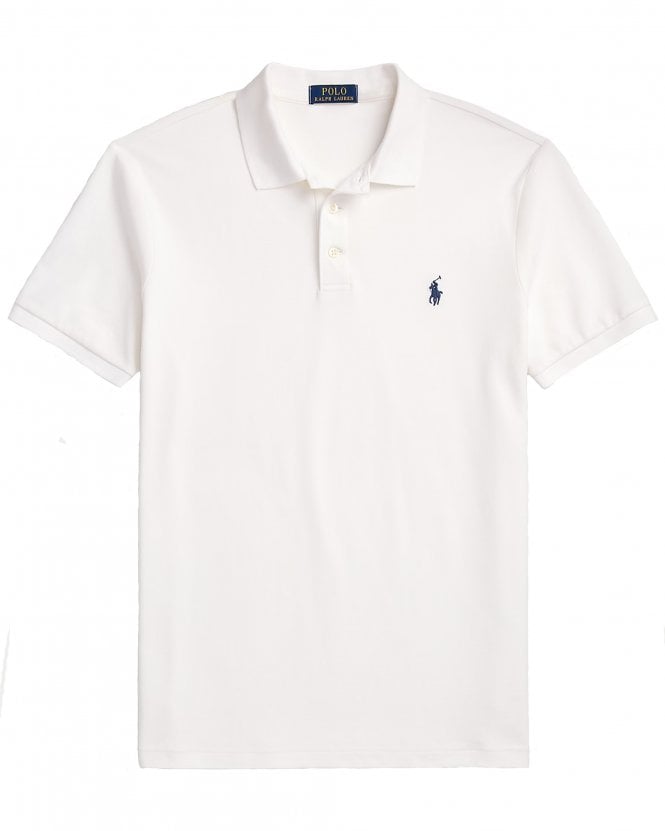 Polo Ralph Lauren Mens Custom Slim Fit Stretch Mesh Polo Shirt - White