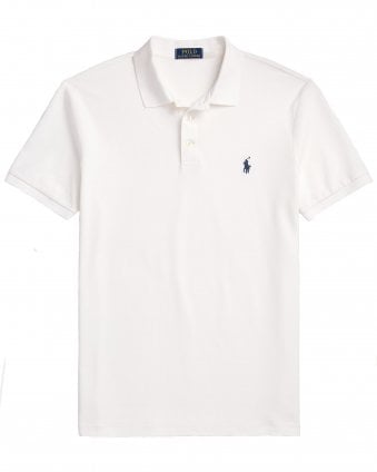 Mens Custom Slim Fit Stretch Mesh Polo Shirt - White