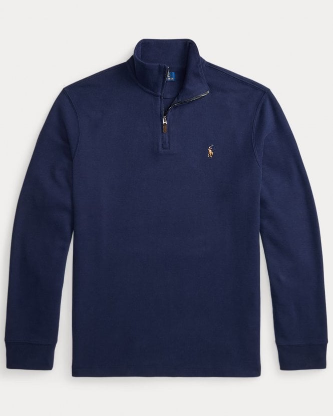 Polo Ralph Lauren Mens Estate Regular Fit Rib Quarter-Zip Jumper - Cruise Navy