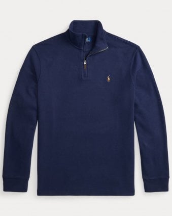 Mens Estate Regular Fit Rib Quarter-Zip Jumper - Cruise Navy