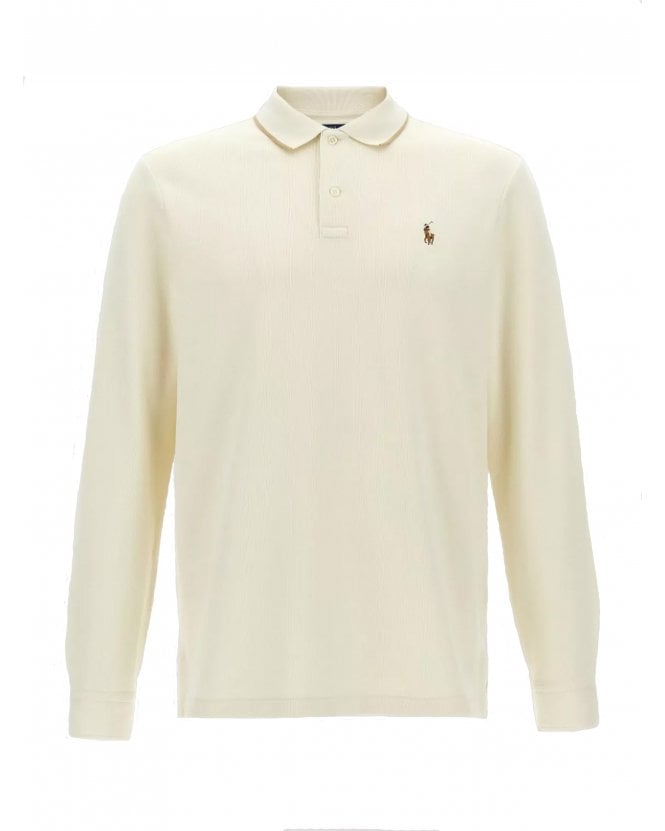 Polo Ralph Lauren Mens Jacquard Knit Polo Shirt Parchment Cream
