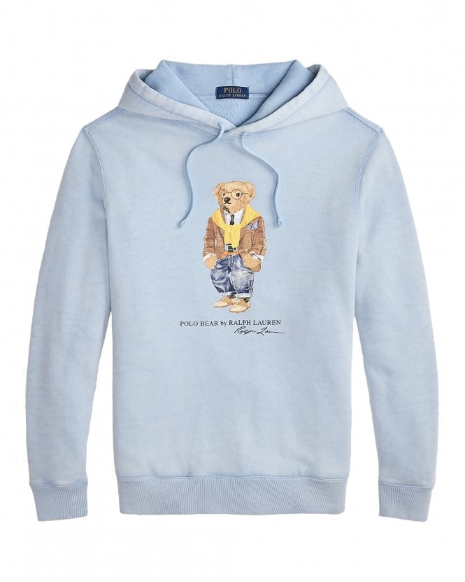 Polo Ralph Lauren Mens Polo Bear Garment-Dyed Fleece Hoodie - Blue Heritage Bear 