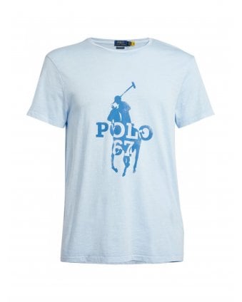Mens Polo Player 67 Print T Shirt, Elite Blue Tee