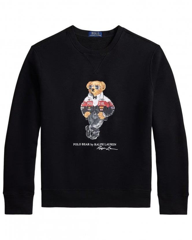Polo Ralph Lauren Mens Regular Fit Polo Bear Biker Fleece Sweatshirt - Polo Black