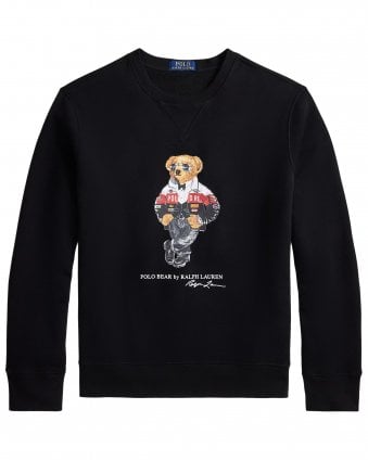 Mens Regular Fit Polo Bear Biker Fleece Sweatshirt - Polo Black