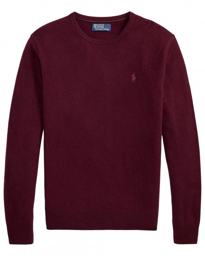 Polo Ralph Lauren Mens Regular Fit Wool Crewneck Jumper - Dark Red (Aged Wine Heather)