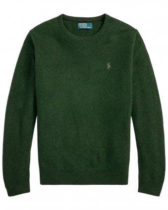 Mens Regular Fit Wool Crewneck Jumper - Green (Lodgepole Pine Heather) 