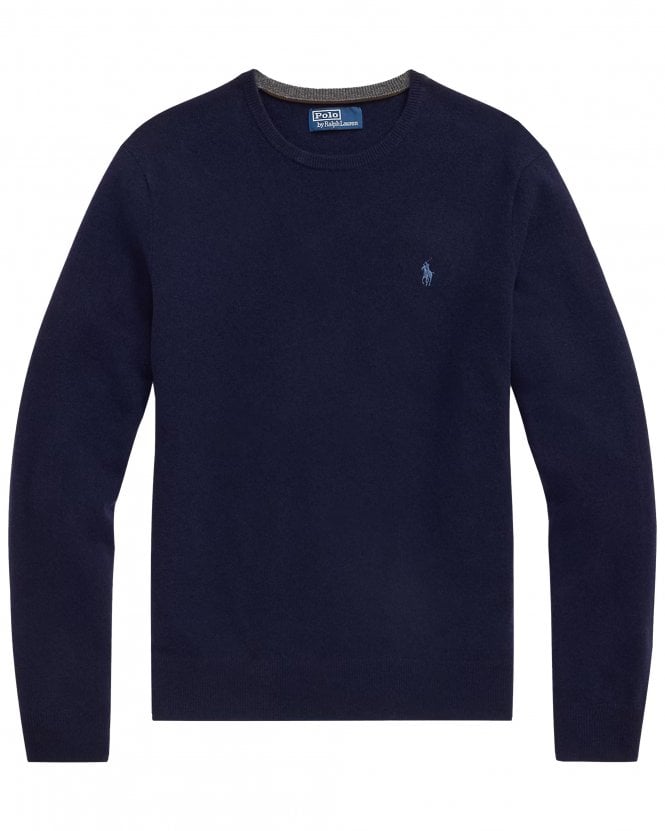 Polo Ralph Lauren Mens Regular Fit Wool Crewneck Jumper - Hunter Navy 