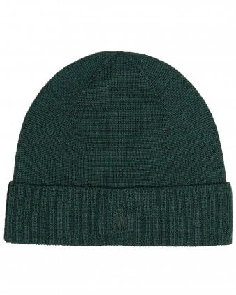 Mens Signature Pony Wool Beanie - Dark Green (Pine Heather)