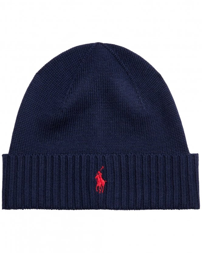 Polo Ralph Lauren Mens Signature Pony Wool Beanie - Hunter Navy