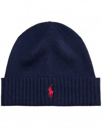 Mens Signature Pony Wool Beanie - Hunter Navy