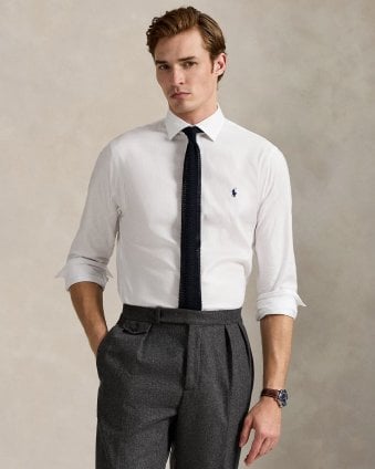 Mens Slim Fit Poplin Purepress Shirt - White