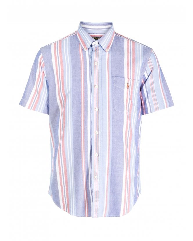Polo Ralph Lauren Mens Striped Short Sleeved Shirt Multi Navy/Pink/White