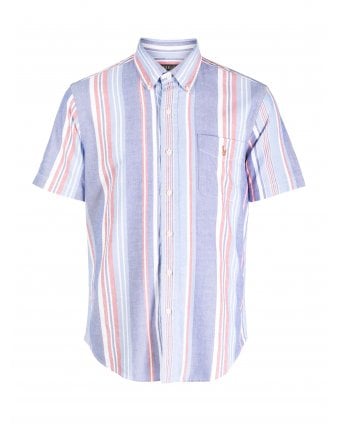 Mens Striped Short Sleeved Shirt Multi Navy/Pink/White