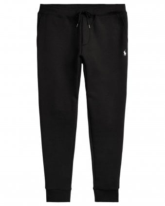 Mens Tapered Fit Double-Knit Tracksuit Bottoms - Polo Black