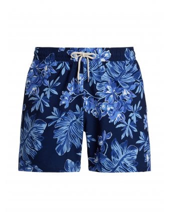 Mens Traveller Classic Swimming Trunks Blue Tropical