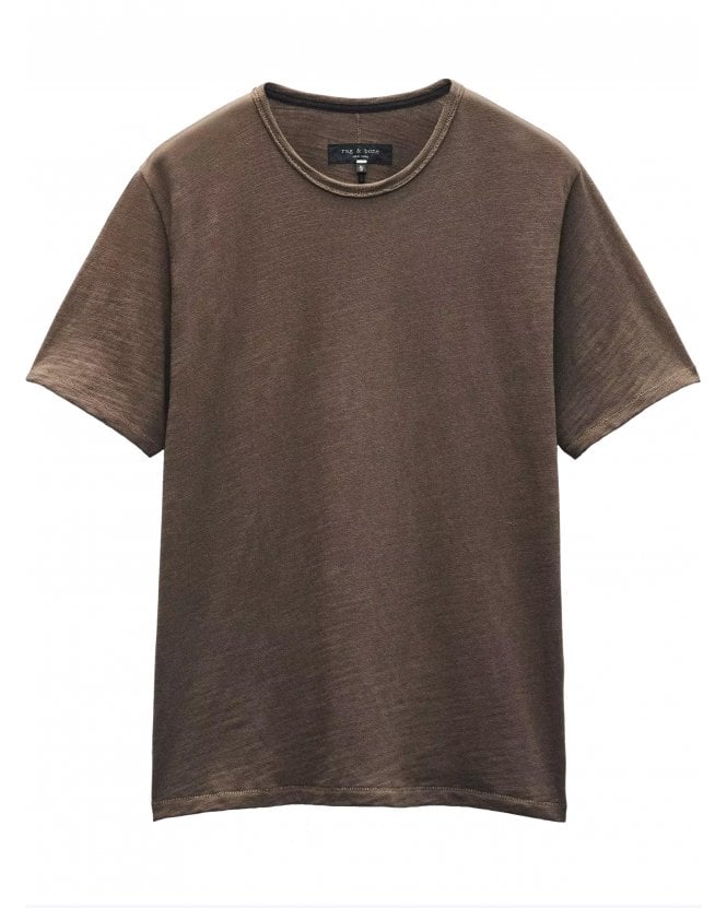 Rag & Bone Mens Classic Flame Slub T-Shirt Stonewall Brown