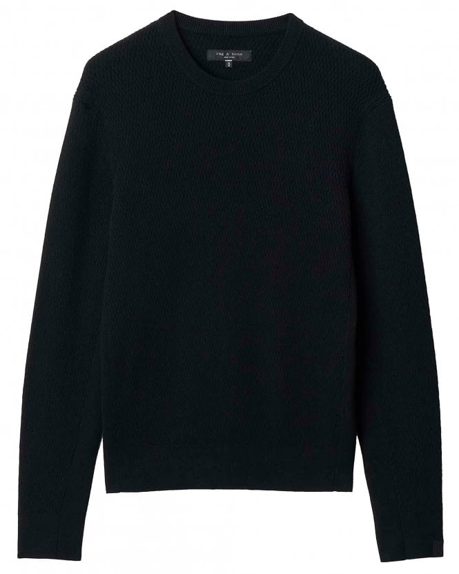 Rag & Bone Mens Danton Classic Fit Thermal Stitch Jumper - Black