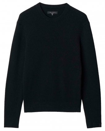 Mens Danton Classic Fit Thermal Stitch Jumper - Black