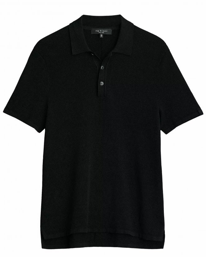 Rag & Bone Mens Harvey Knit Polo Shirt - Black