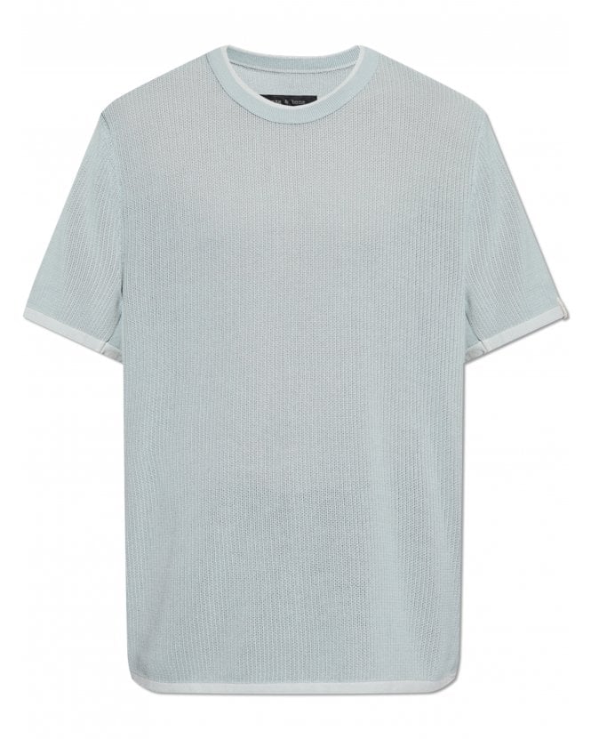 Rag & Bone Mens Harvey Knit T-Shirt Light Blue