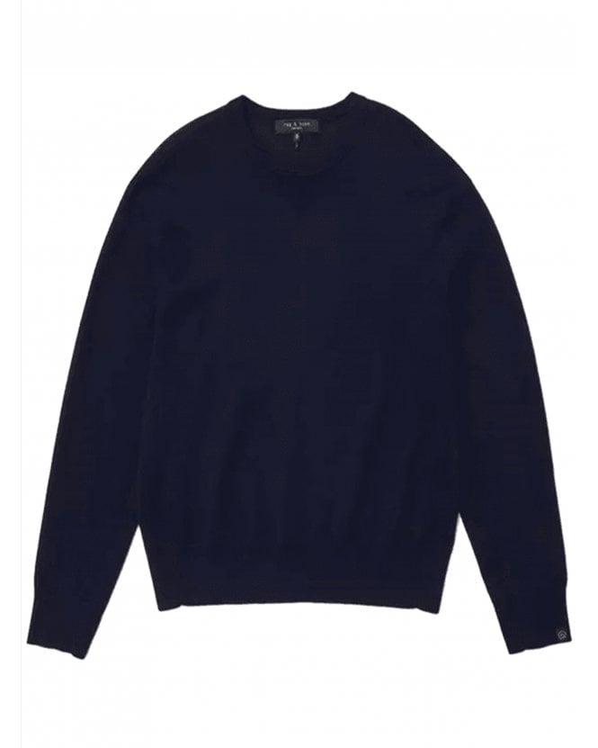 Rag & Bone Mens York Crew Knit Jumper Navy 