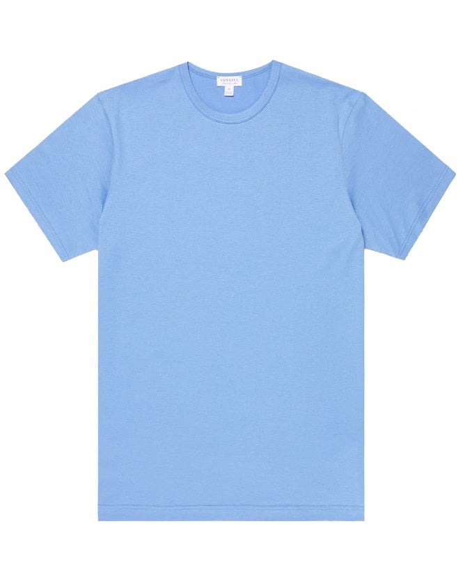 Sunspel Mens Classic Cotton Crew Neck T-Shirt - Azure Blue