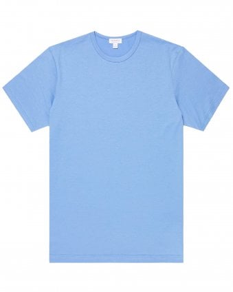 Mens Classic Cotton Crew Neck T-Shirt - Azure Blue