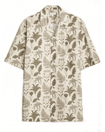 Sunspel Mens Katie Scott Floral Print Shirt Ecru Beige