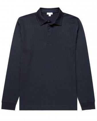 Mens Relaxed Fit Heavyweight Rugby Polo Shirt - Midnight Navy