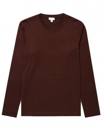 Mens Riviera Slim Fit Long Sleeve T-Shirt - Dark Red (Bakelite)