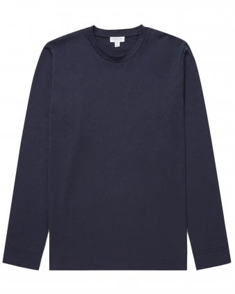 Mens Riviera Slim Fit Long Sleeve T-Shirt - Navy Blue
