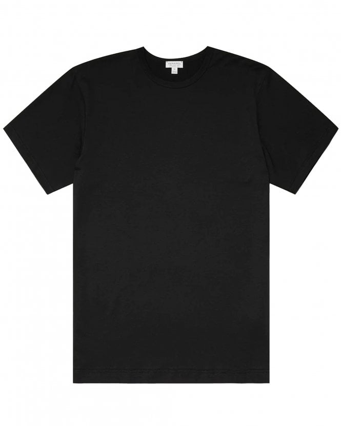 Sunspel Mens Supmia Classic Slim Fit Crew T-Shirt - Black