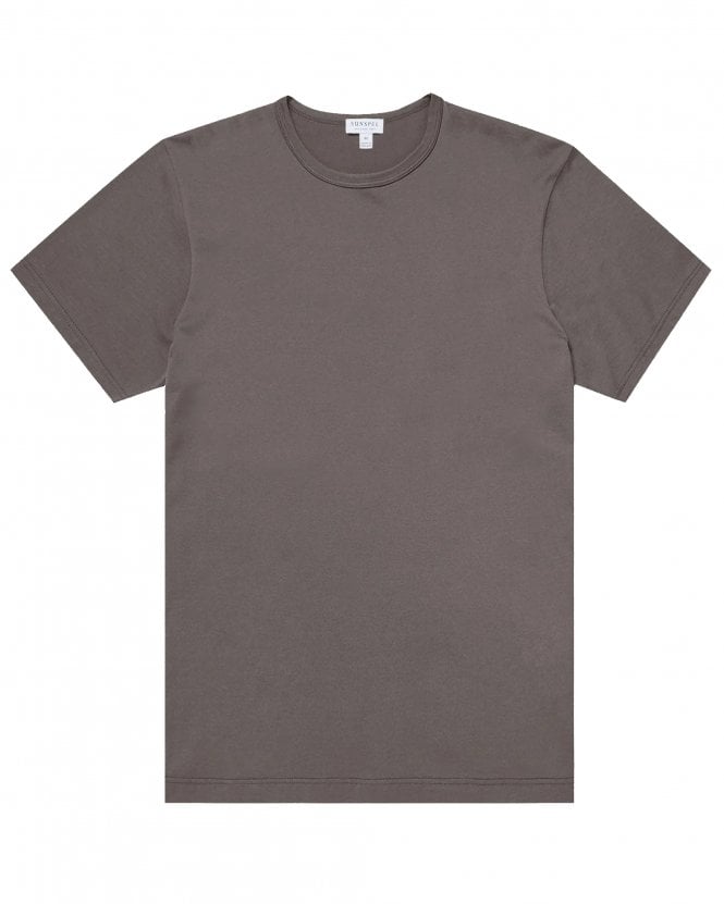 Sunspel Mens Supmia Classic Slim Fit Crew T-Shirt - Charcoal Grey