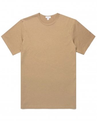 Mens Supmia Classic Slim Fit Crew T-Shirt - Dark Beige