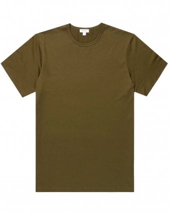 Mens Supmia Classic Slim Fit Crew T-Shirt - Dark Green (Loden)