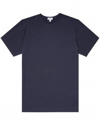 Mens Supmia Classic Slim Fit Crew T-Shirt - Navy