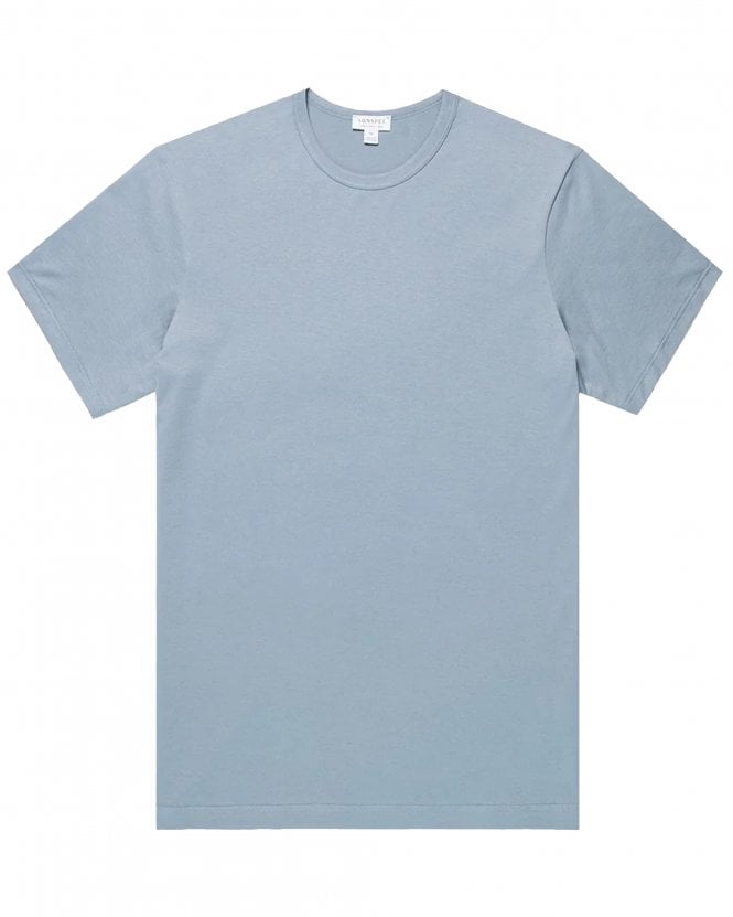 Sunspel Mens Supmia Classic Slim Fit Crew T-Shirt - Powder Blue