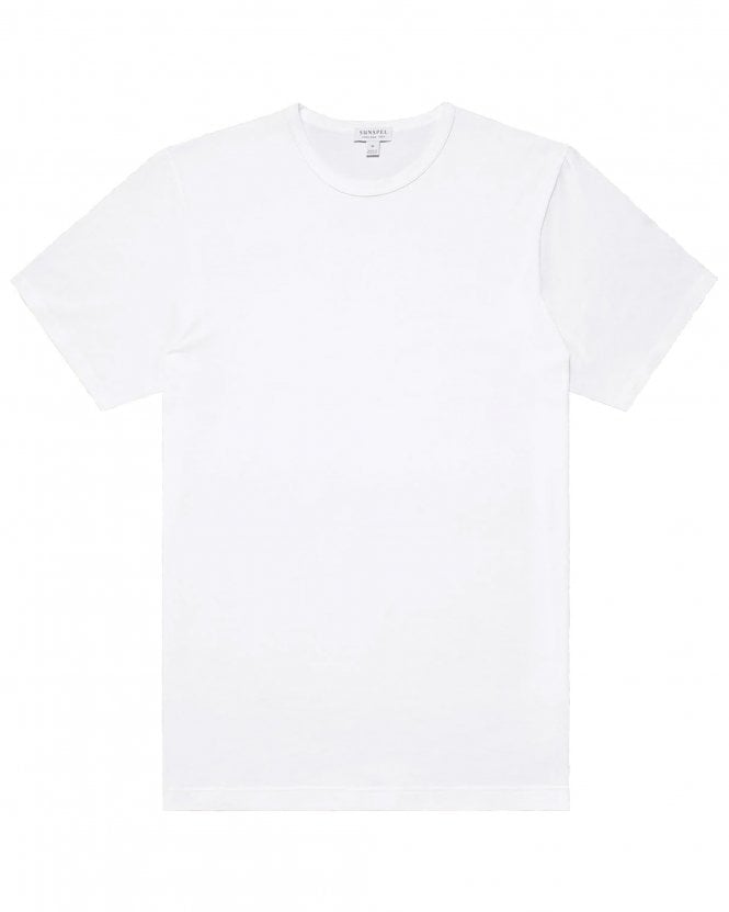 Sunspel Mens Supmia Classic Slim Fit Crew T-Shirt - White 