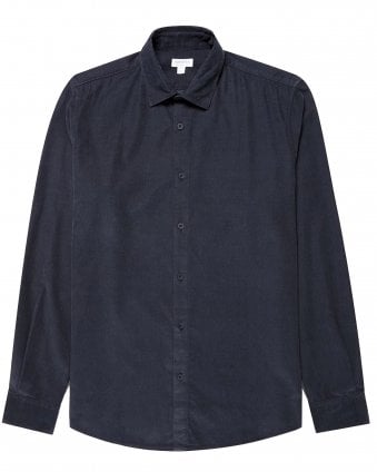 Mens Wale Regular Fit Fine Cord Shirt - Midnight Navy