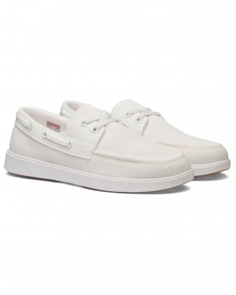 Mens Breeze Wave Moccasin Boat Shoe - White