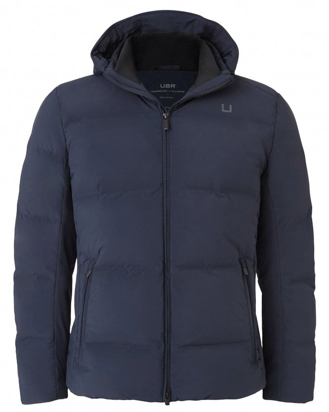 UBR Mens Bolt Tailored Fit Hooded Jacket - Navy