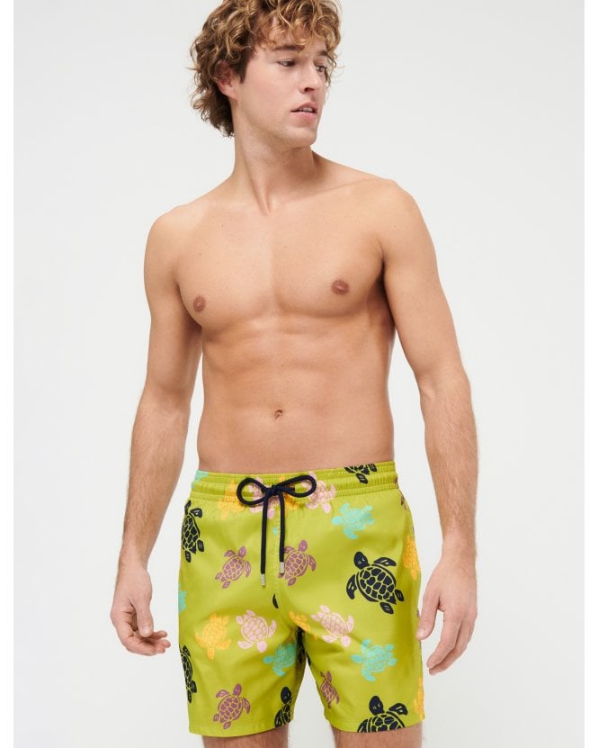 Vilebrequin Mens Mahina Ronde Des Tortues Swim Shorts, Match Green Swimming Trunks