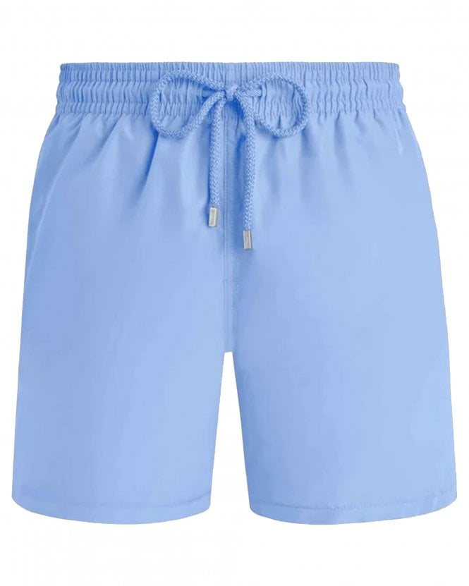 Vilebrequin Mens Moorea Classic Fit Solid Swim Shorts - Light Blue (Flax Flower)